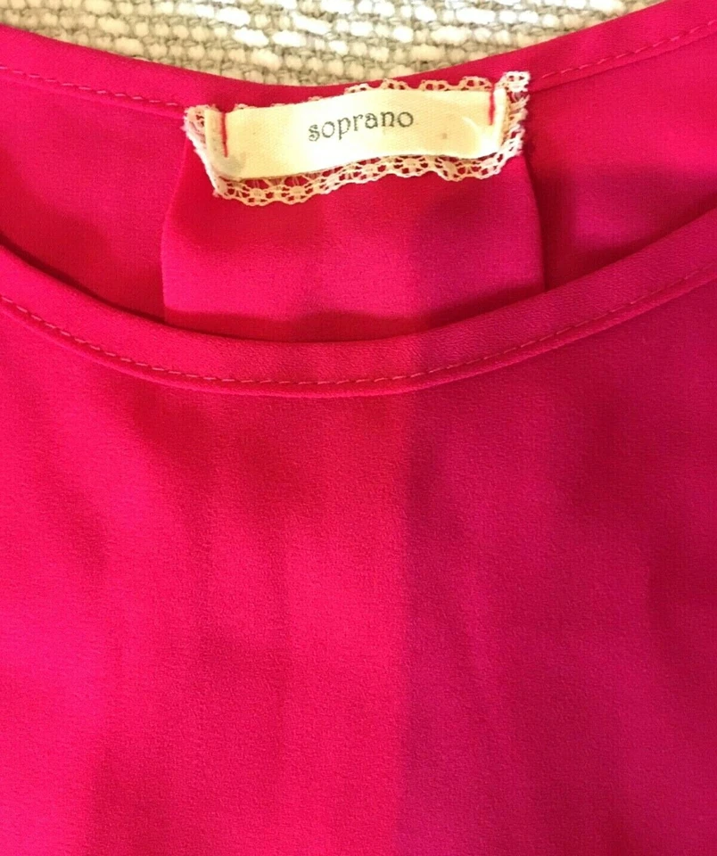 SOPRANO Niñas Blusa Transparente Camisa Top Dobladillo Redondo Gasa Rosa Caliente Talla M (10-12) Foto 2 de 4