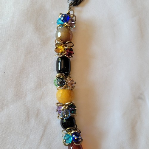 Joan Rivers Signed Crystal Glass Bead Multi Strand Chain Necklace Long 44” Vtg - Picture 4 of 14