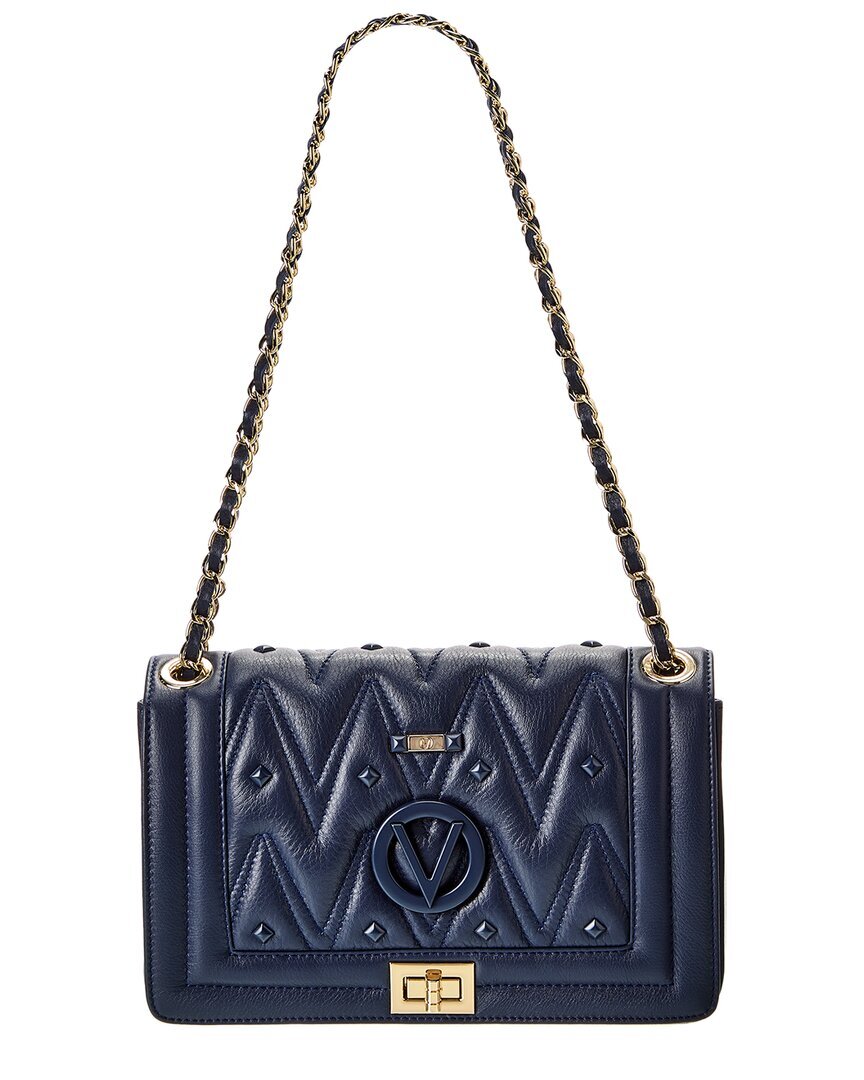 Valentino By Mario Valentino Женская кожаная сумка через плечо Alice Diamond синего цвета