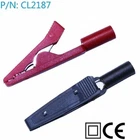 CL2187 crocodile tongs with banana connection 2mm pack 2 pcs red-black
