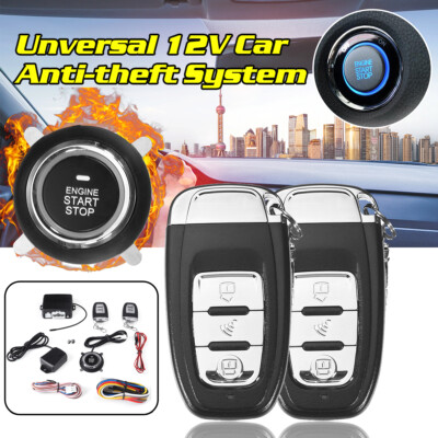 Car Alarm Ignition Start Security System Engine Start Push Button Remote Kit