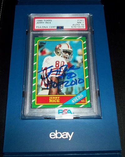 PSA 7 10 Autograph PSA DNA Rc Jerry Rice Auto 1986 Topps Rookie Signed HOF 2010