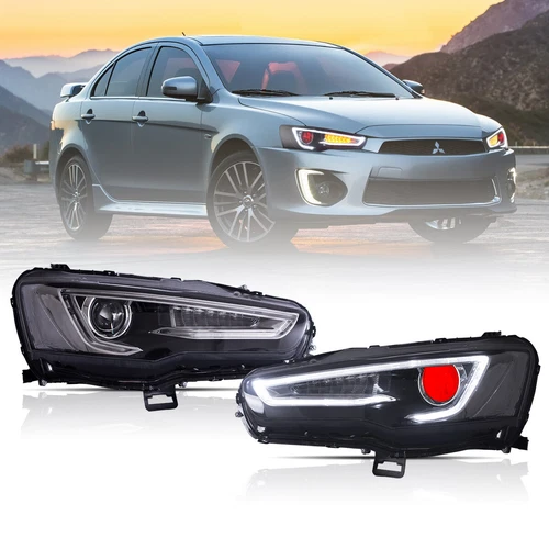 Blackout Vland LED Headlights For 2008-2017 Mitsubishi Lancer EVO X W/Demon Eyes - Bild 3 von 12
