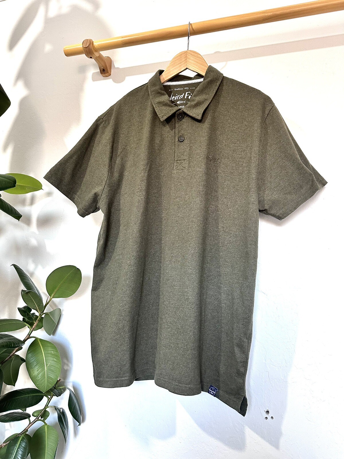 Mens Khaki Green Weird Fish Polo T Shirt Size Large eBay