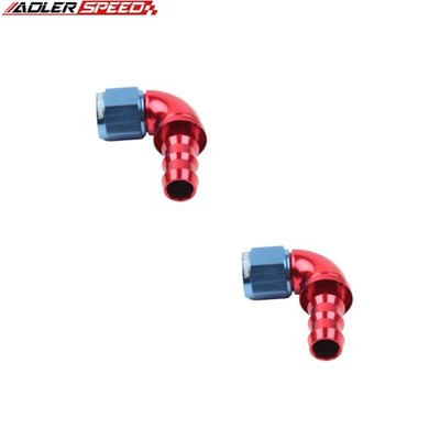2PCS 90 Degree 10AN AN-10 Push-Lock One Piece Hose End Adapter Fitting Red/Blue