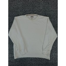 Lands End Durable Goods Sweatshirt Mens Large Cream Off White Made in USA V-Neck