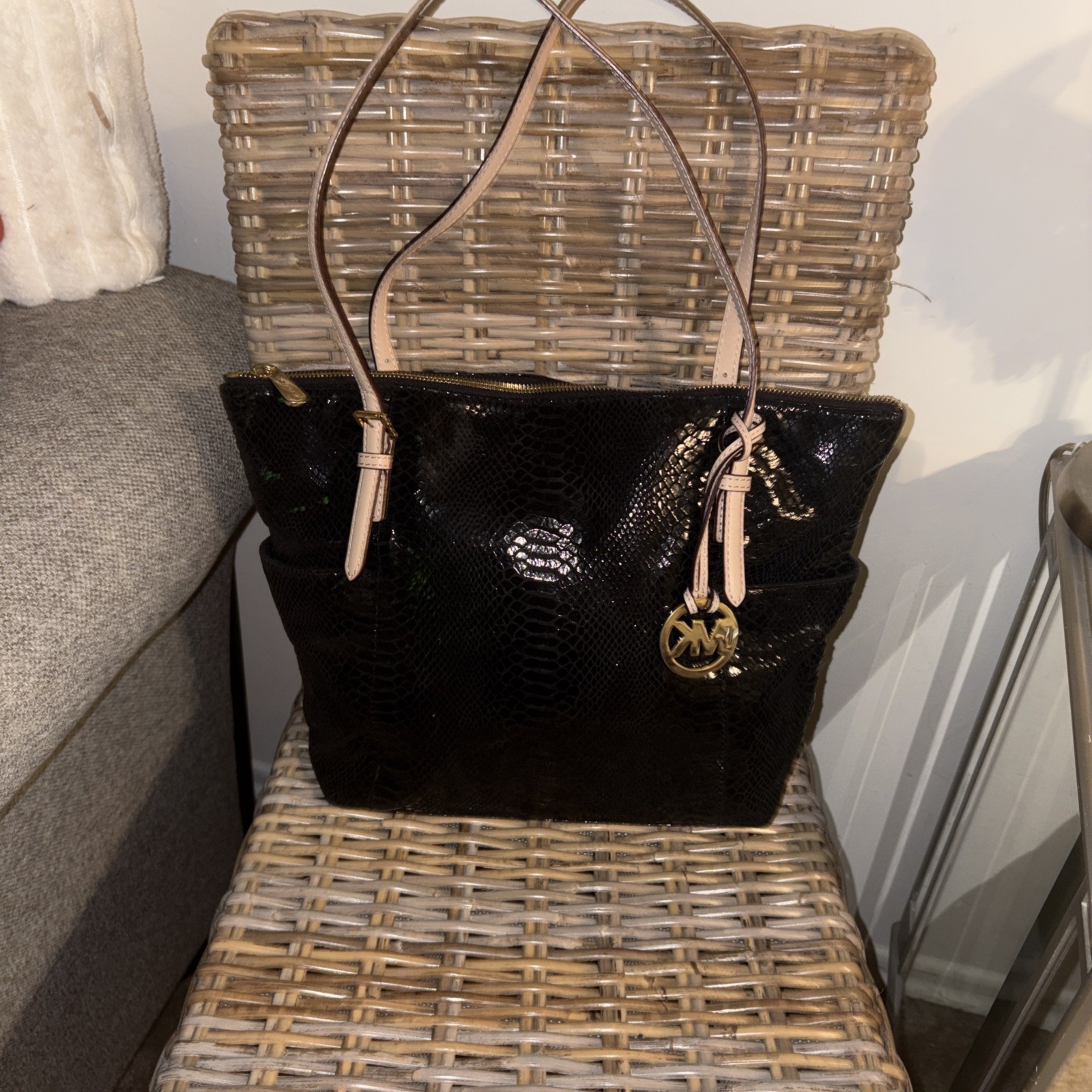 Michael Michael Kors Black Python Embossed Leathe… - image 16