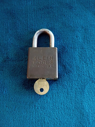 Vintage Klein Tools Chicago Padlock  with/ key.