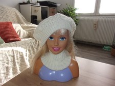 ensemble bonnet genre béret et snood écru, tricoté main