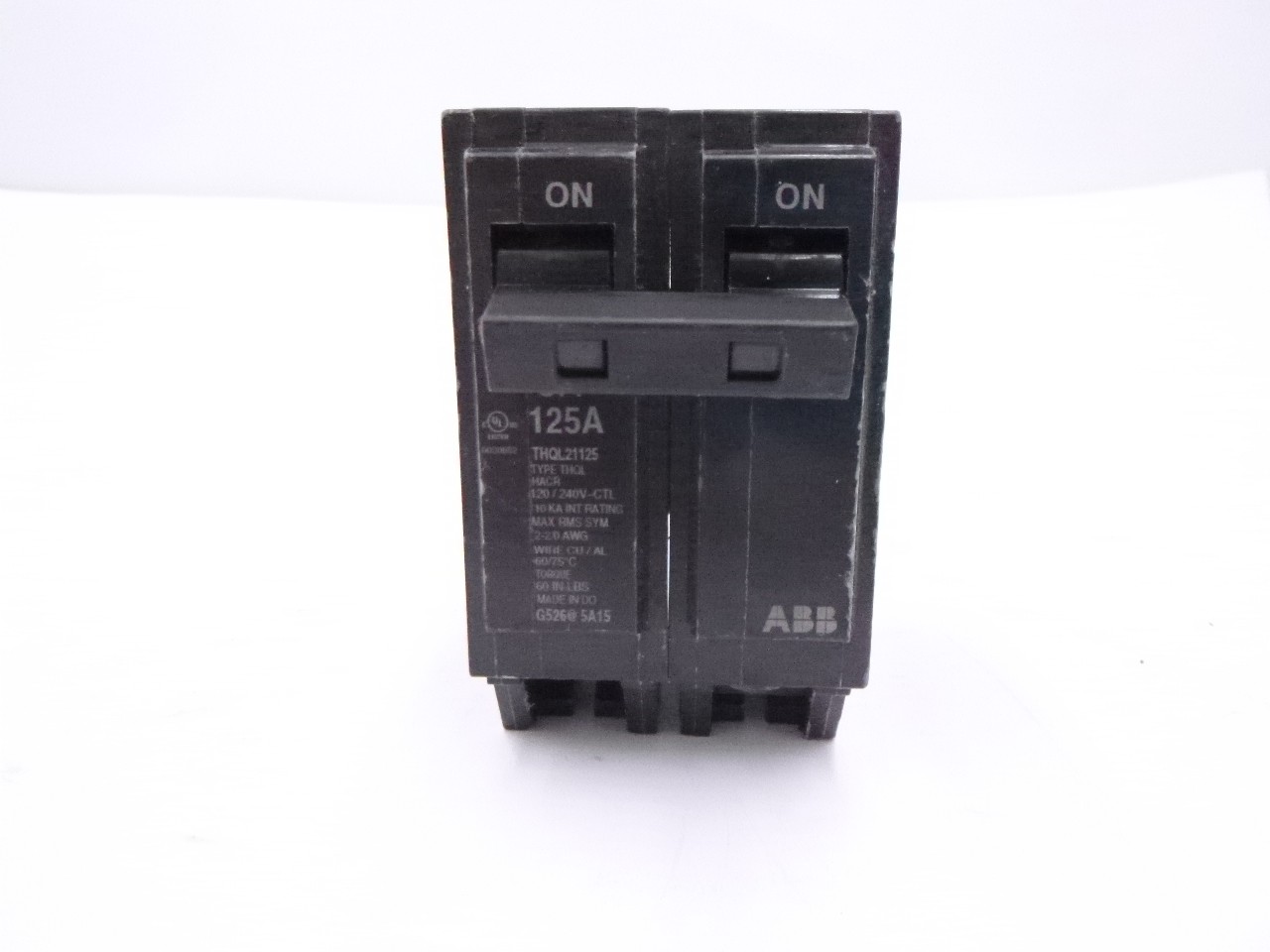 ABB 2 Pole Plug-in 125 Amp Circuit Breaker 240 Volt THQL21125