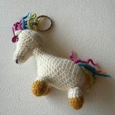 Rainbow Unicorn Plush Key Chain Handmade Amigurumi Miniature Crochet Tiny Toy
