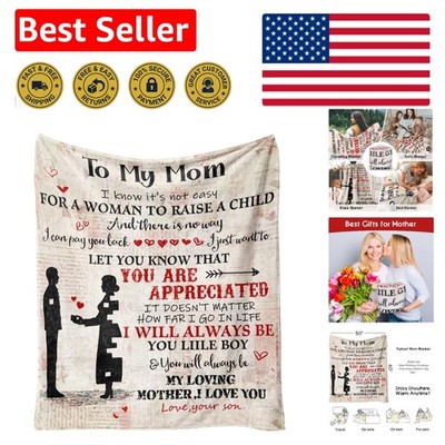 Mother's Day Floral Throw Blanket - Soft 60''x50'' Fleece Blanket for Mom
