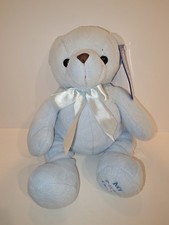Toys R Us My First Teddy Bear Blue Plush Stuffed Toy Satin Bow 12" Newborn 2015