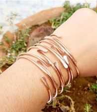 Adjustable Copper Bangle Set: Stylish Statement Engagement Birthday Bangle Si147