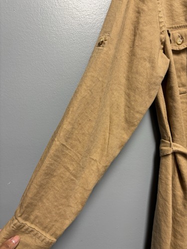 Lauren Ralph Lauren Linen Blend Shirt Dress Lightweight Wheat Color Sz Lg - Picture 9 of 16
