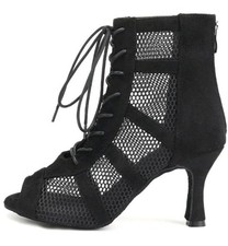 AOQUNFS Dance Heels for Women Mesh Ballroom Dance Booties Lace Up Dance Ankle...