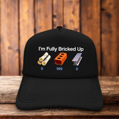 I'm Fully Bricked Up Mens Trucker Hat Black Funny Video Gamer Meme Gen Z Slang