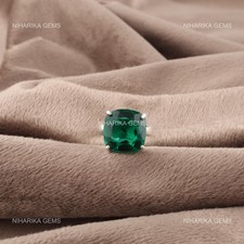 925 Sterling Silver Lab Green Emerald Stone Solitaire Elegant Engagement Ring