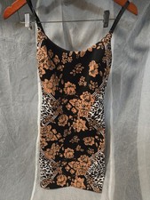 Guess Women's Black Orange Floral Leopard Print Sheath Dress Size XS