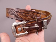 Vintage Western Tooled Leather Eagle "California" Ranger Belt size 30