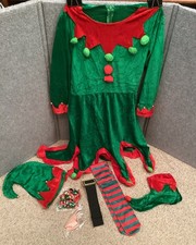 Girls Costume Christmas Elf Set -Santa Helper Holiday - Elf Dresses - 8-10 Years