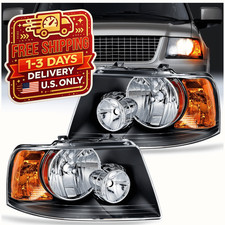 Black Headlight Assembly Replacement for 2003-2006 Ford Expedition Pair Set