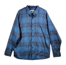 Tommy Bahama Prima Cotton Long Sleeve Blue Plaid Button Down Shirt Size XL