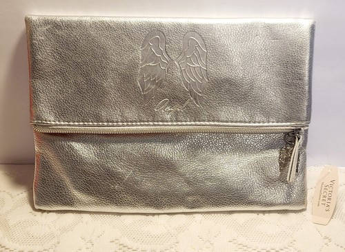 NWT Victoria Secret Silver Angel Clutch Bag OS Zipper Fold Over