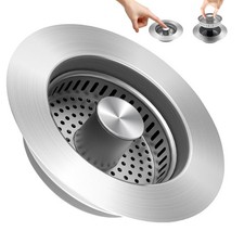 3 in 1 Kitchen Sink Drain Strainer Sink Stopper, Stainless Steel Sink Drain S...
