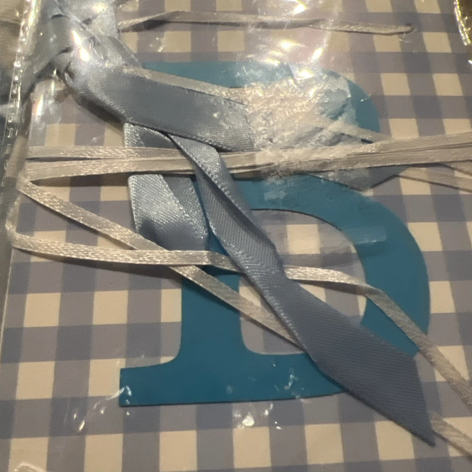 Blue Gingham Baby Shower Banner And Bows.  It’s a Boy Gender Reveal Decor - Image 2 of 4