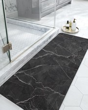 Bath Mat 17x43, Non Slip Quick Dry Rugs, Super Absorbent Ultra Thin Marble