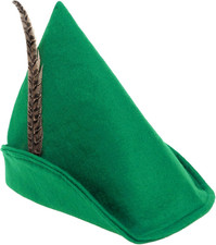 Felt Robin Hood Hat, Green Tyrolean Alpine German Oktoberfest Costume Headwear