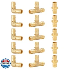 SUNGATOR 15 Pack Pex A Expansion Fittings 1/2", 5 Each Elbow Tee Coupling, AS