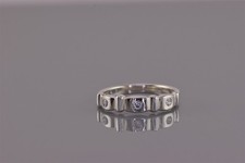 Sterling Silver Sectioned Cubic Zirconia Accented Band Ring 925 Sz: 7