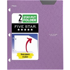 Five Star 2 Pocket Folder Plastic Purple Binder Folder 3 Ring 8.5x11 Paper