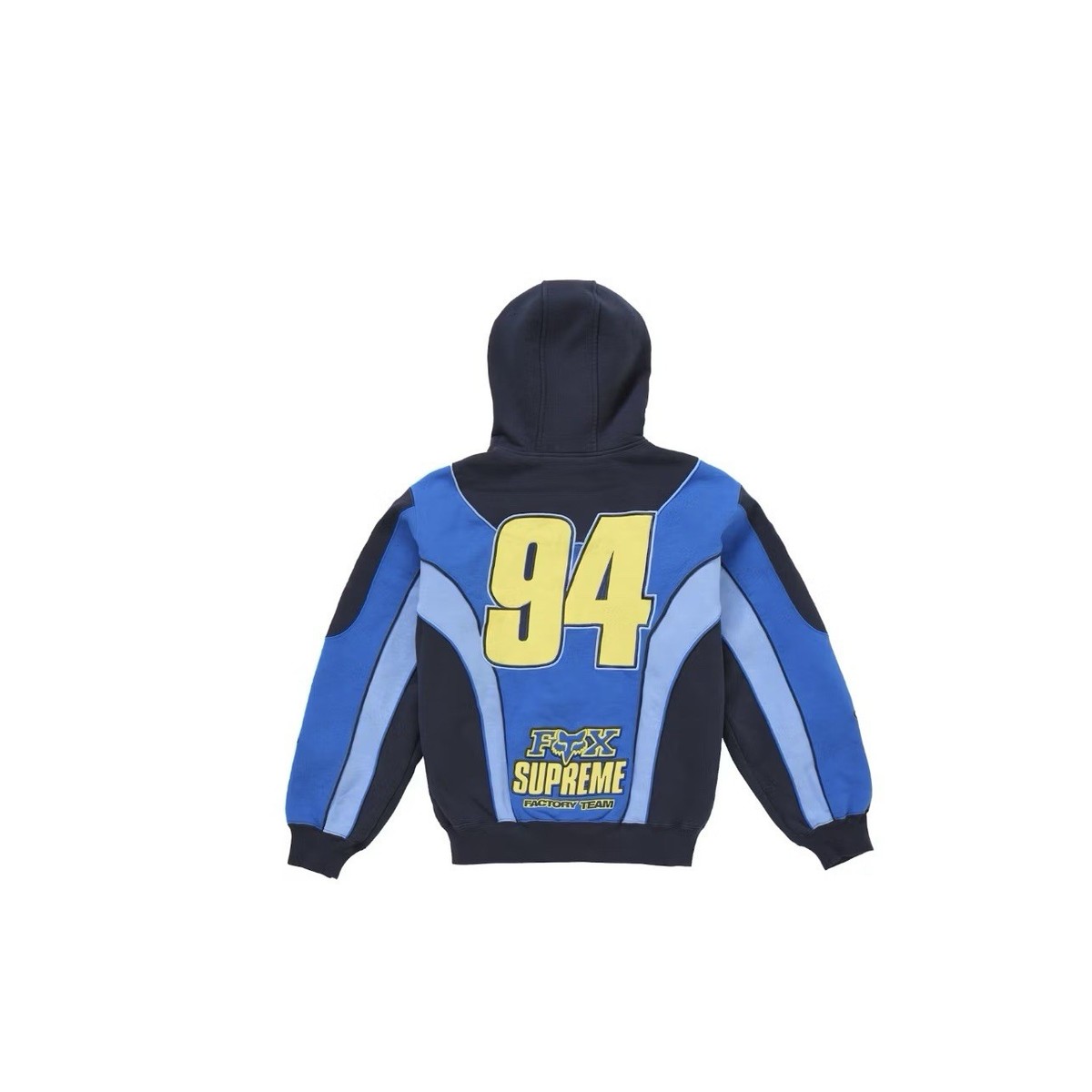 In-Hand Supreme Fox Racing Zip Up Hooded Sweatshirt Blue Size: L