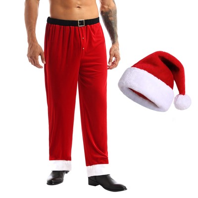 Herren Weihnachtskostüm 2tlg Weihnachtsmann Outfit Metall Schnalle Mottoparty