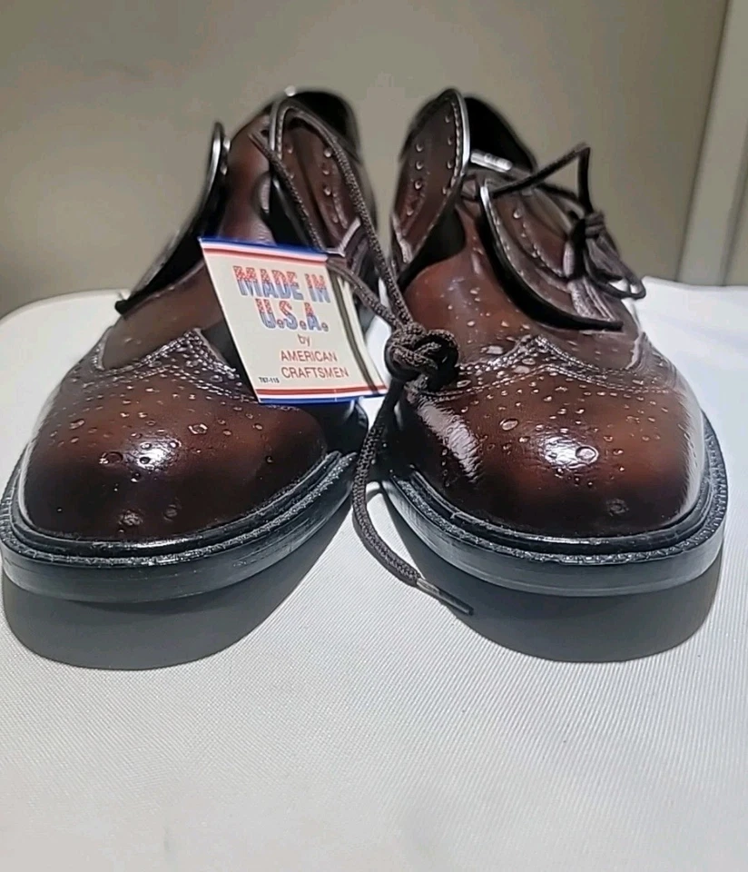 Zapatos de vestir Oxford vintage JB de cuero marrón con punta de ala para hombre talla 12W hechos en EE. UU. NUEVOS CON ETIQUETAS Foto 2 de 4