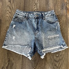 REWASH Super High Rise Vintage Reunion Distressed Denim Jean Shorts Size 9 / 29