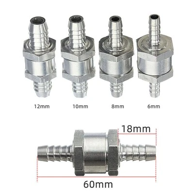 TANGO ACCESSORIES 6-12mm Inline Non-return Check Valve Fuel Water Gas Air Vacuum Aluminum Oneway