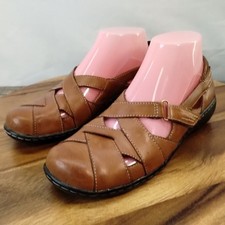 Clarks Ashland Spin Chris Cross Brown Leather Mary Jane Shoes  Womens 7.5 M