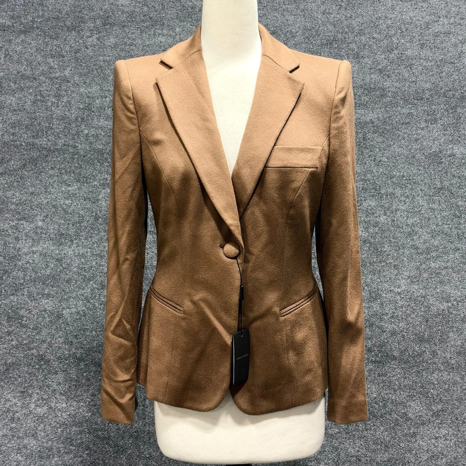 Giorgio Armani — Giorgio Armani Blazer Womens 8 Brown Cashmere One Button Jacket Italy Tailored