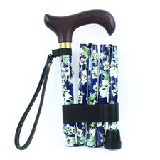 Image of NRS Healthcare Morris Folding Walking Stick Blue Floral