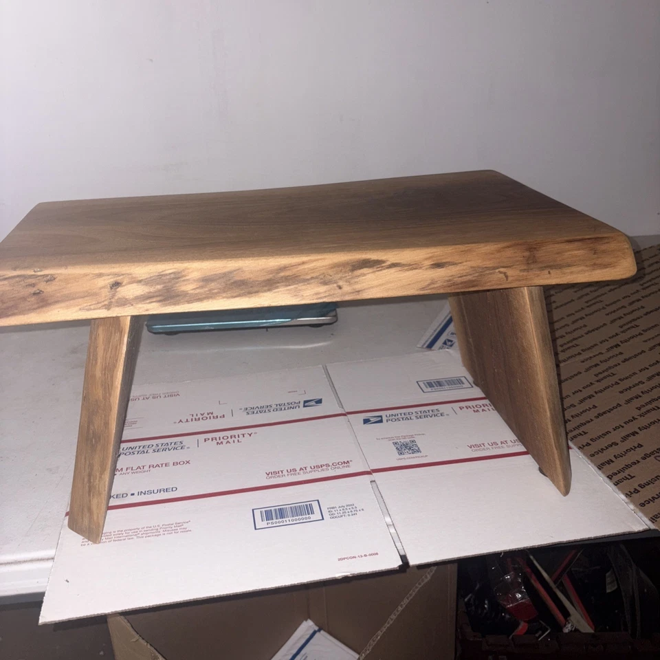 Handcrafted black walnut live edge stool 20”x12x10” Made USA - Image 3 of 4