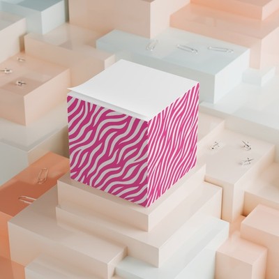 Zebra Print Note Cube, Office Decor, Memo Pads, Writing Stationery Set, Desk