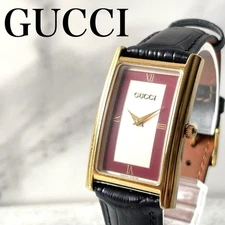Gucci 2600M Rectangular Red Gold Tone Quartz Men's Watch 23x37mm Vintage Rare