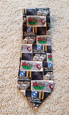 Hallmark Shoebox Black 100% Silk Christmas Neck Tie Santa Reindeer Made In USA