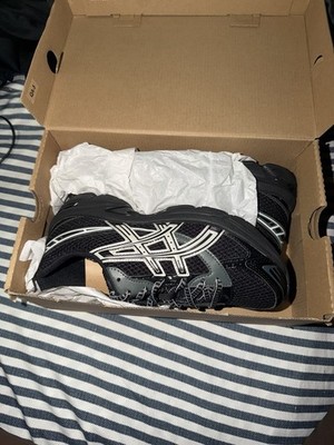 ASICS Men's Black Silver Mesh Lace Up Running Sneakers Athletic Shoes