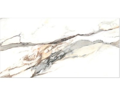 Feinsteinzeug Wand- und Bodenfliese Calacatta 119,7 x 59,7 x 0,8 cm gold matt re