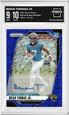 2024 Panini Prizm Brian Thomas Jr Blue Shimmer Auto /25 Arena Club 9